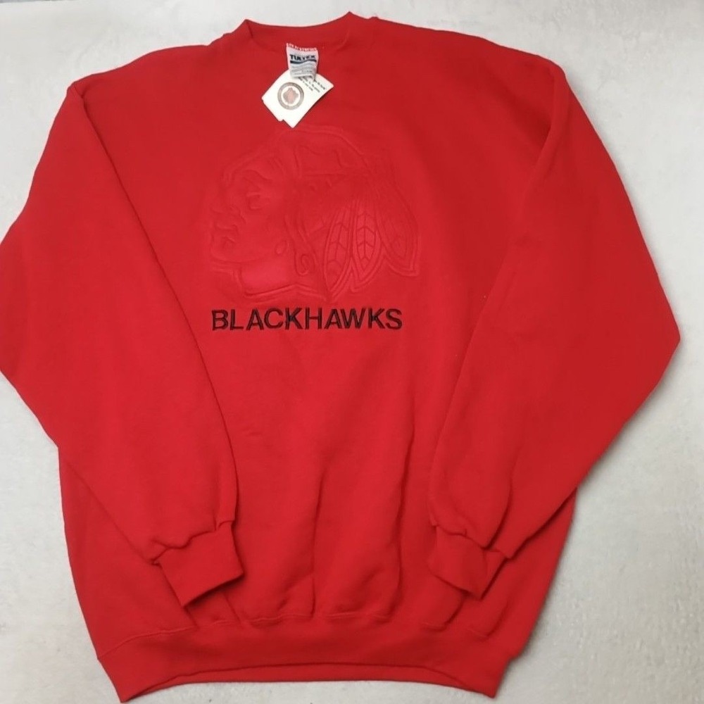 Vintage Chicago Blackhawks Sweatshirt Men XL 90s NHL Hockey Tultex Pullover Crew